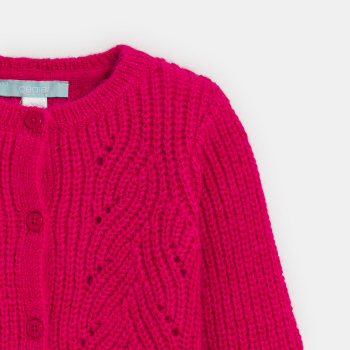 سترة منسوجة بالتريكو، باللون الأحمر، للفتيات الصغيرات